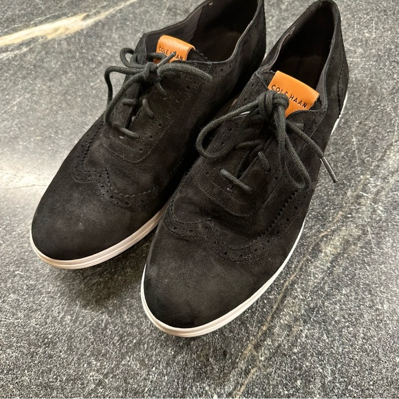 Cole Haan Grand.OS Wingtip Oxfords Black Suede W05166 Women's Size 9 - Picture 7 of 7